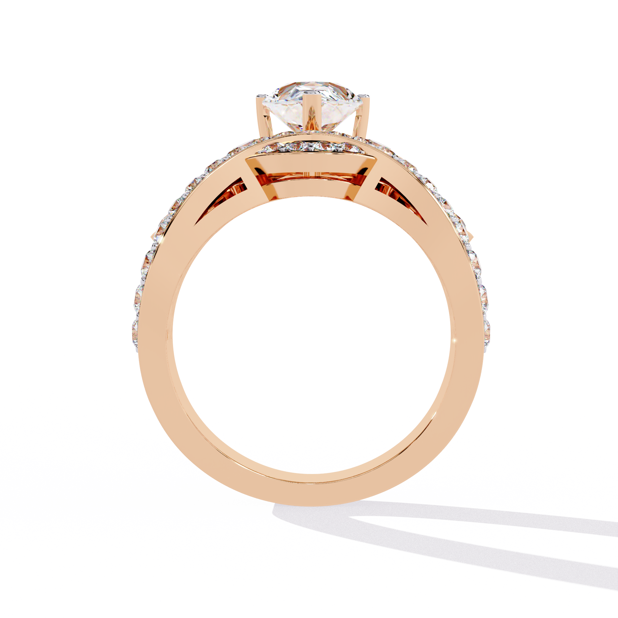 Solitairekart - 2.14 ct Regal Crown Leaf Lab Grown Diamond Ring 14K Yellow Gold